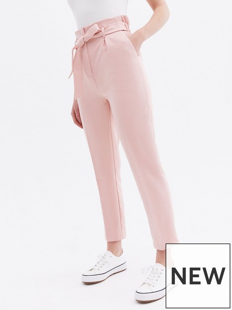 new-look-pale-pink-belted-high-waist-trousers