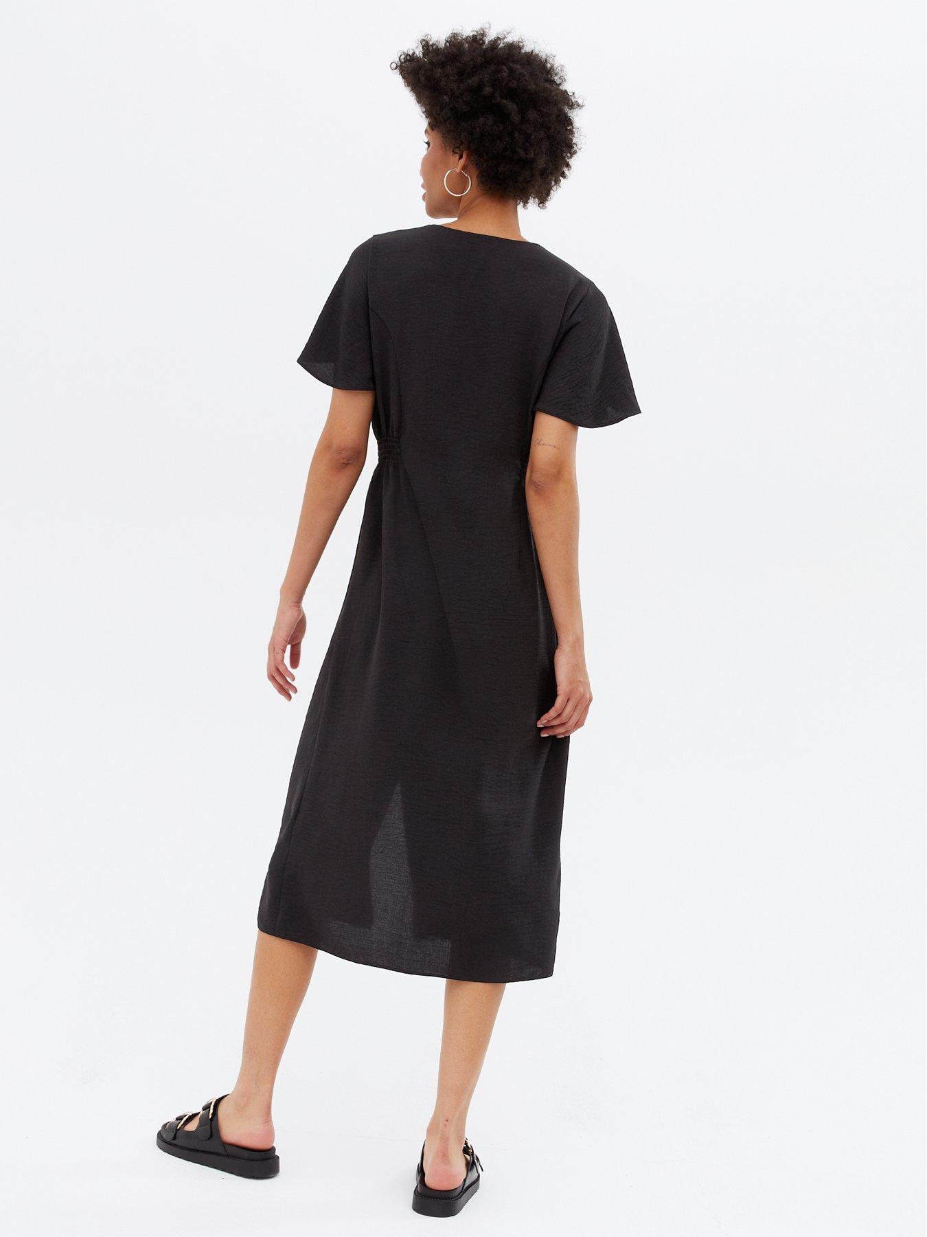 new look black button dress