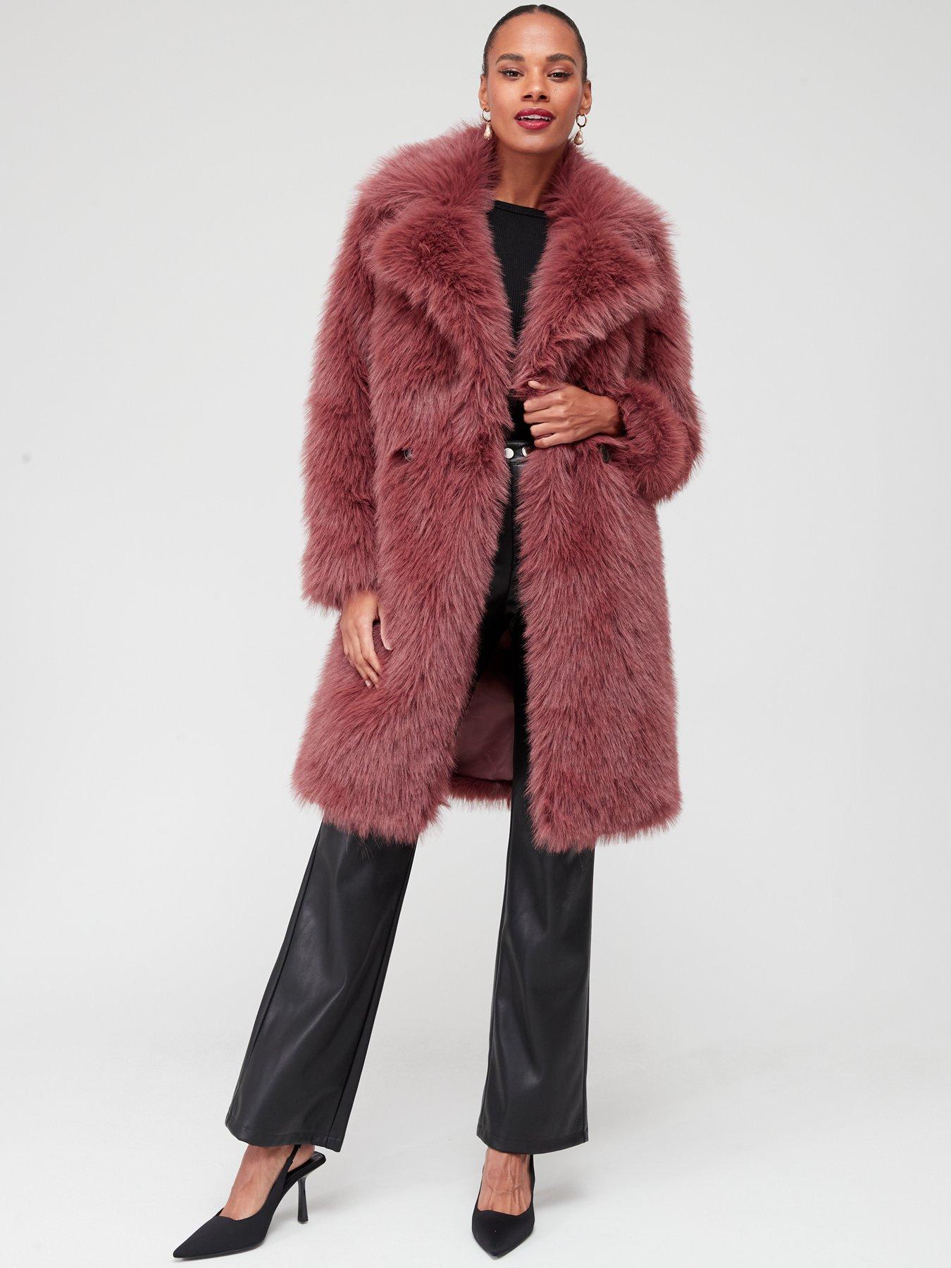 Unique Bargains Women's Plus Size Winter Collarless Faux Fur Fuzzy Coat  Jacket Overcoat 