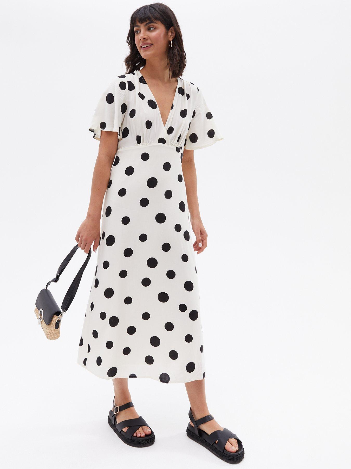 New look white 2025 polka dot midi dress