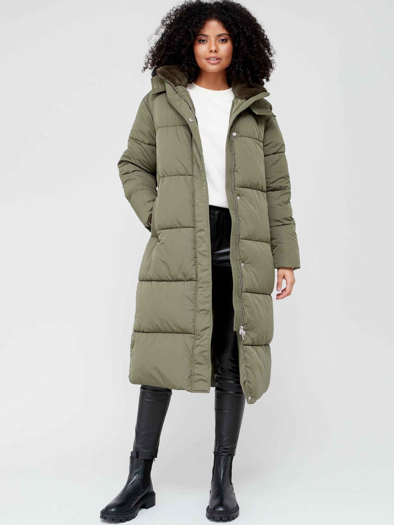 Long jacket hotsell with fur collar