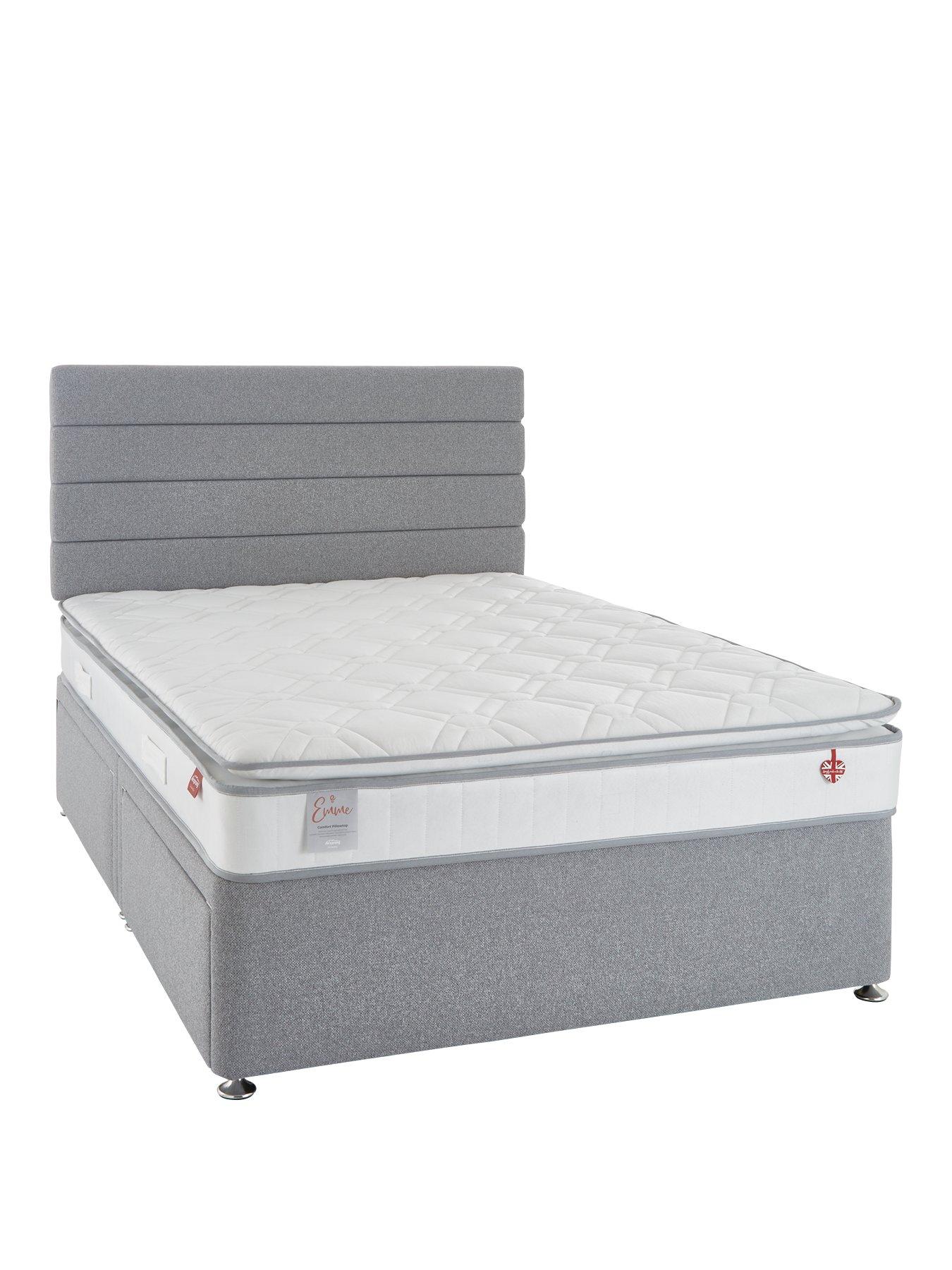 Product photograph of Airsprung Emme Comfort Pillowtop Divan With Storage Options - Grey from very.co.uk