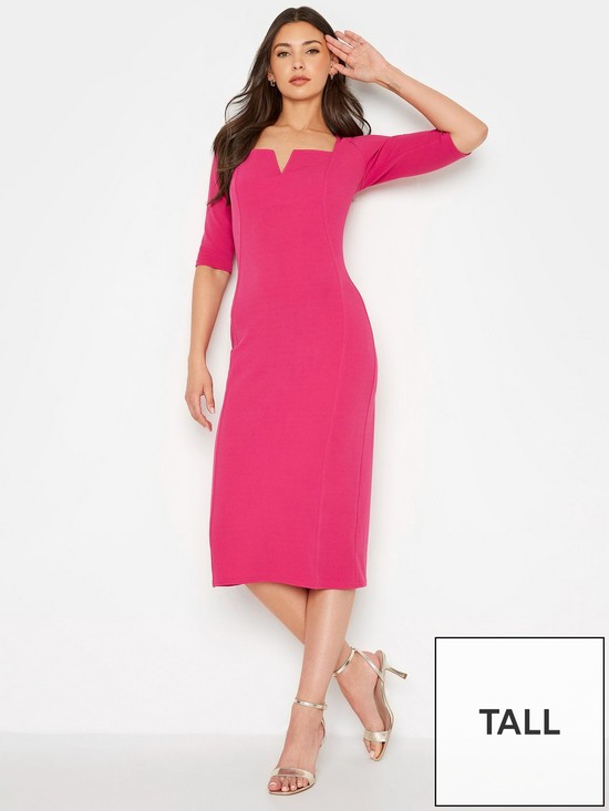 front image of long-tall-sally-pink-notch-neck-dress