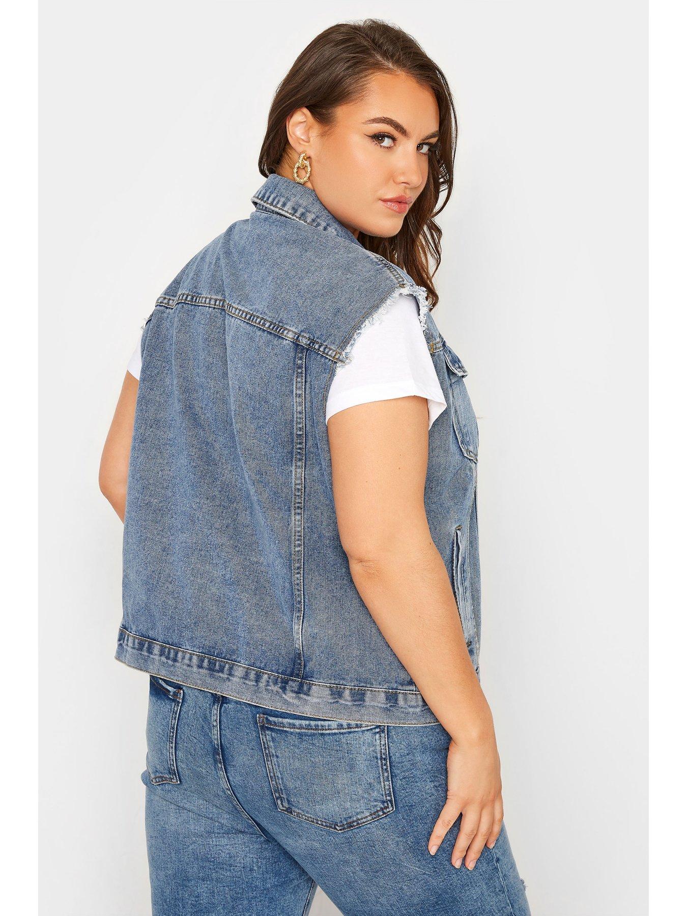 Long denim best sale vest plus size