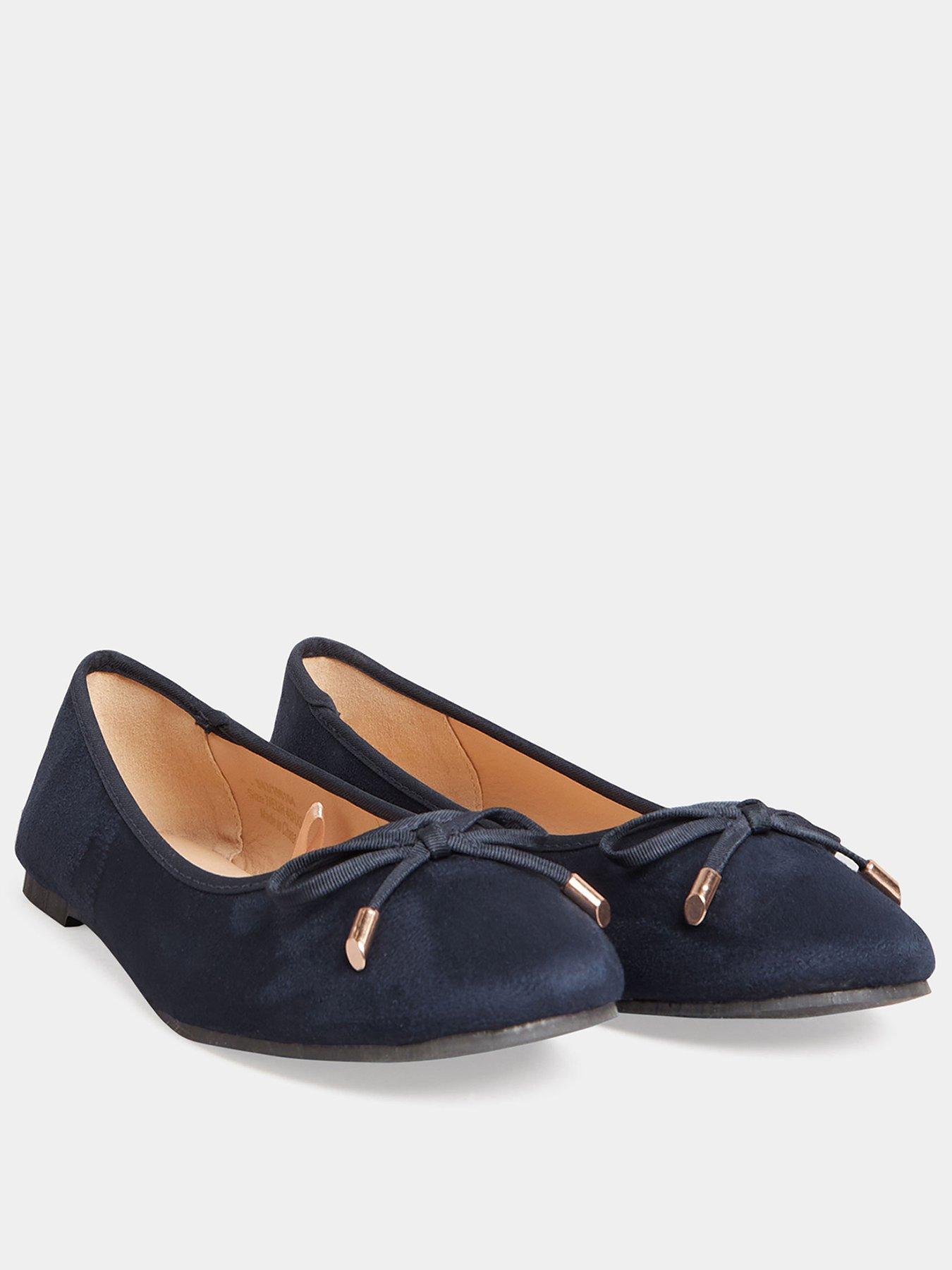 Long Tall Sally Suedette & Ballerina Shoes, Navy, Size 13, Women