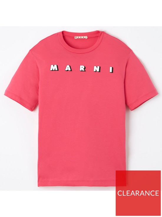 front image of marni-girl-classic-logo-t-shirt-pink