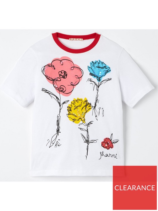 front image of marni-girlsnbsplarge-floral-print-t-shirt-white