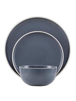 Product photograph of Premier Housewares Grey 12-piece Stoneware Dinner Set from very.co.uk