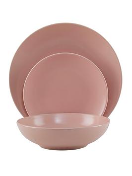Product photograph of Premier Housewares Pink 12-piece Stoneware Dinner Set from very.co.uk