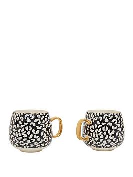 Product photograph of Premier Housewares London Leo Set Of 2 Leopard Mugs from very.co.uk
