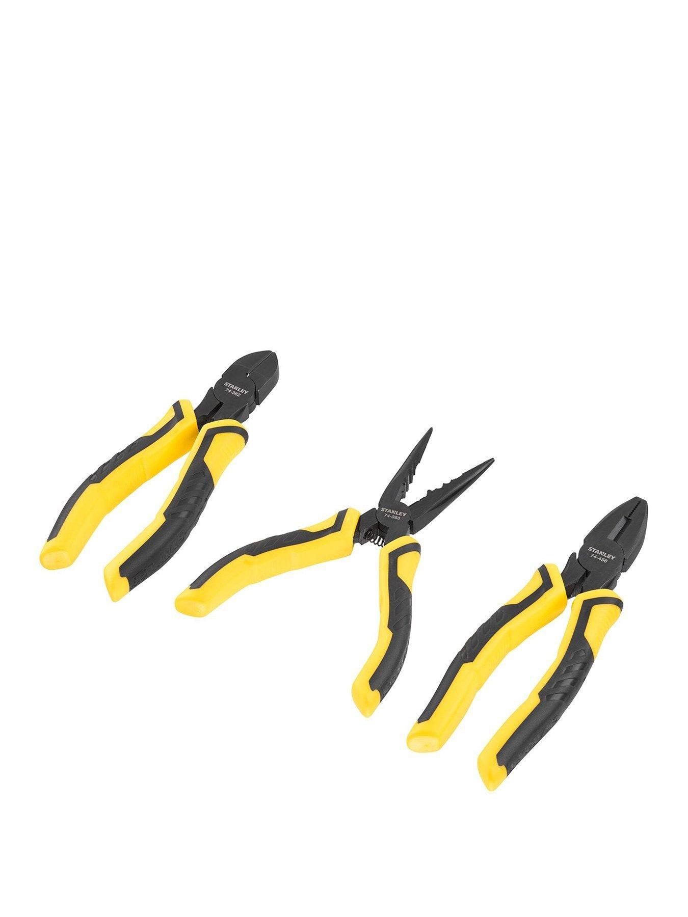 Product photograph of Stanley Control Grip Plier Set Combination Diagonal Long Nose from very.co.uk
