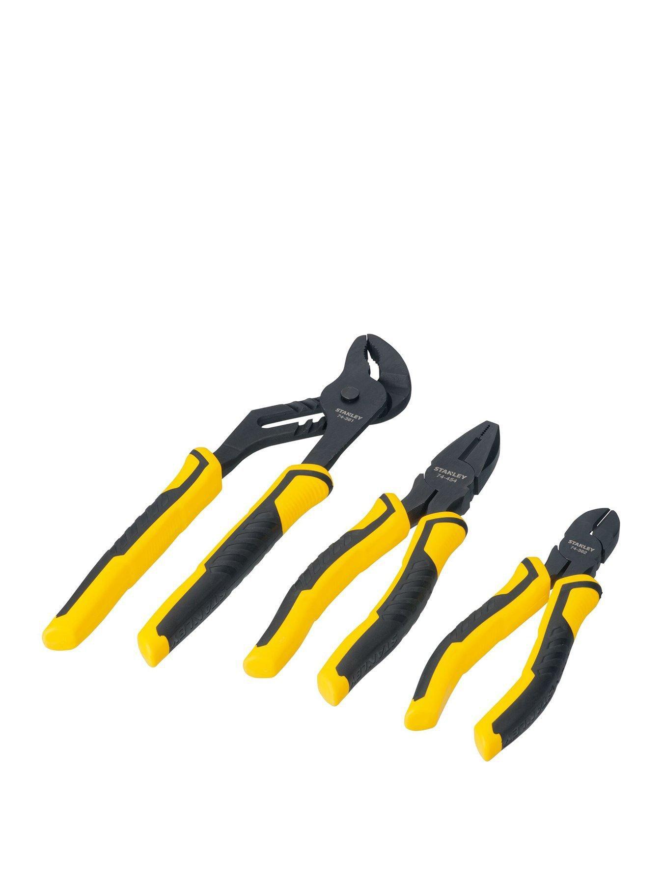 Product photograph of Stanley Control Grip Plier Set Combination Diagonal Groove Joint from very.co.uk