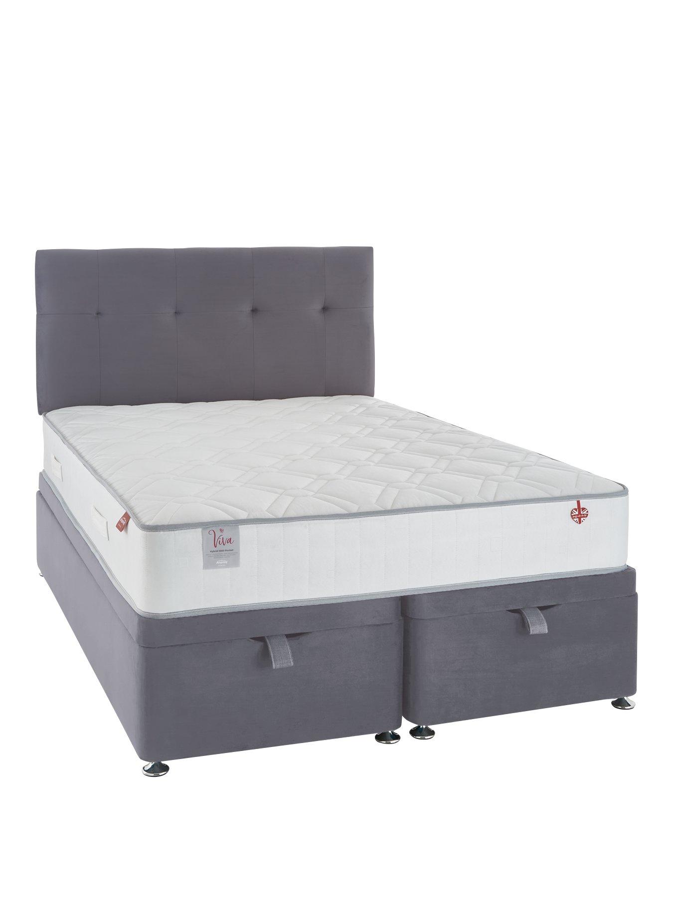 Product photograph of Airsprung Viva Hybrid 1000 Pocket Ottoman Divan - Grey from very.co.uk