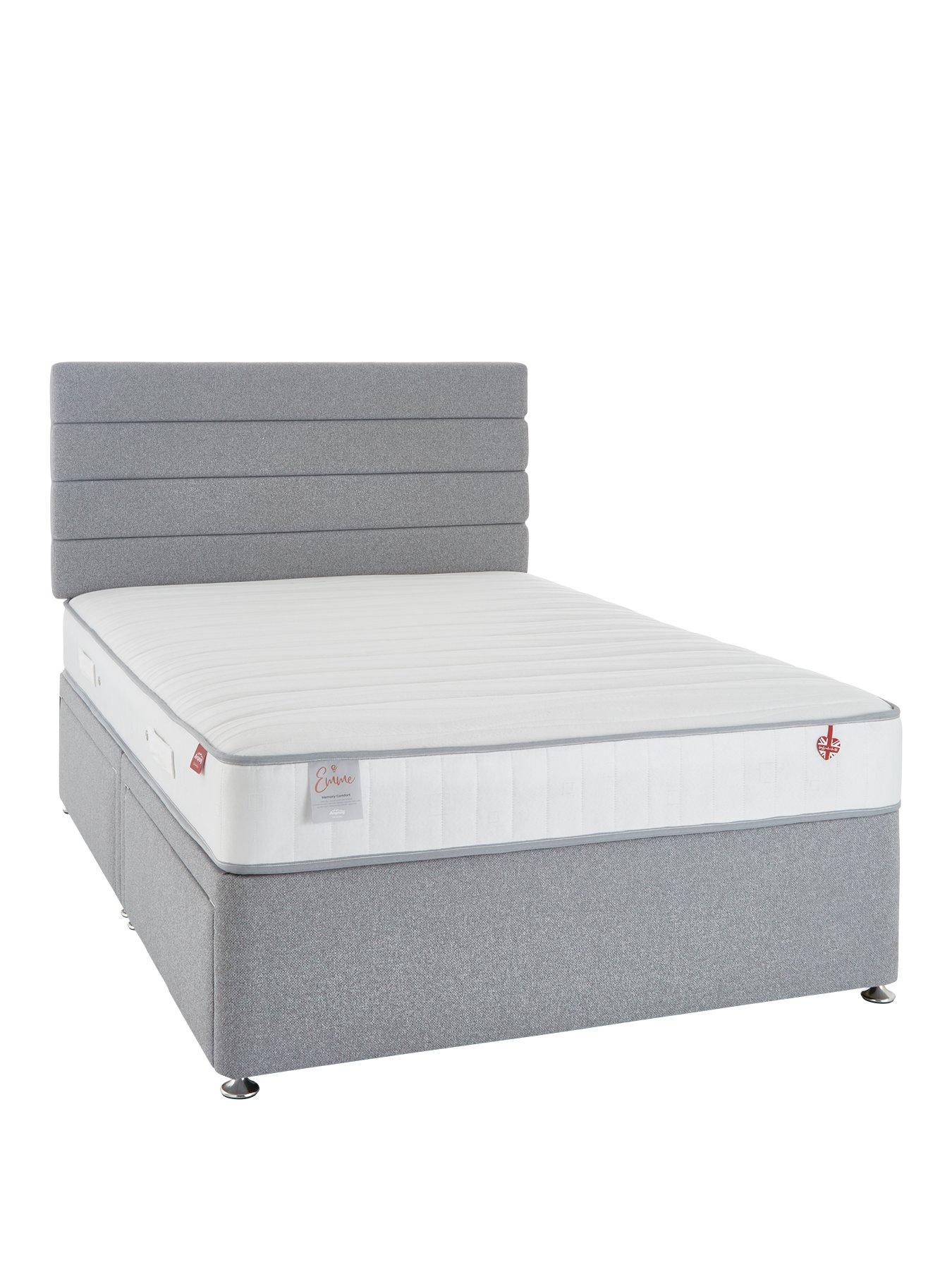 Product photograph of Airsprung Emme Memory Divan With Mattress Options - Grey from very.co.uk