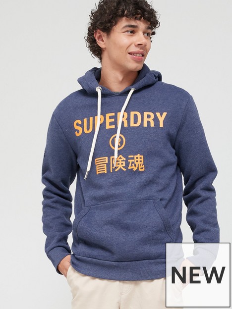 superdry-vintage-corp-logo-marl-hoodie-blue