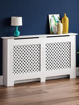 Product photograph of Vida Designs Oxford Large Radiator Cover - White from very.co.uk
