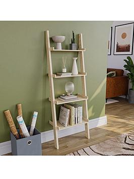 Product photograph of Vida Designs York 4 Tier Ladder Bookcase - Pine from very.co.uk