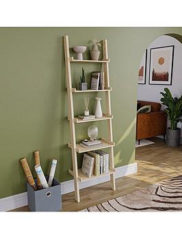 Product photograph of Vida Designs York 5 Tier Ladder Bookcase - Pine from very.co.uk