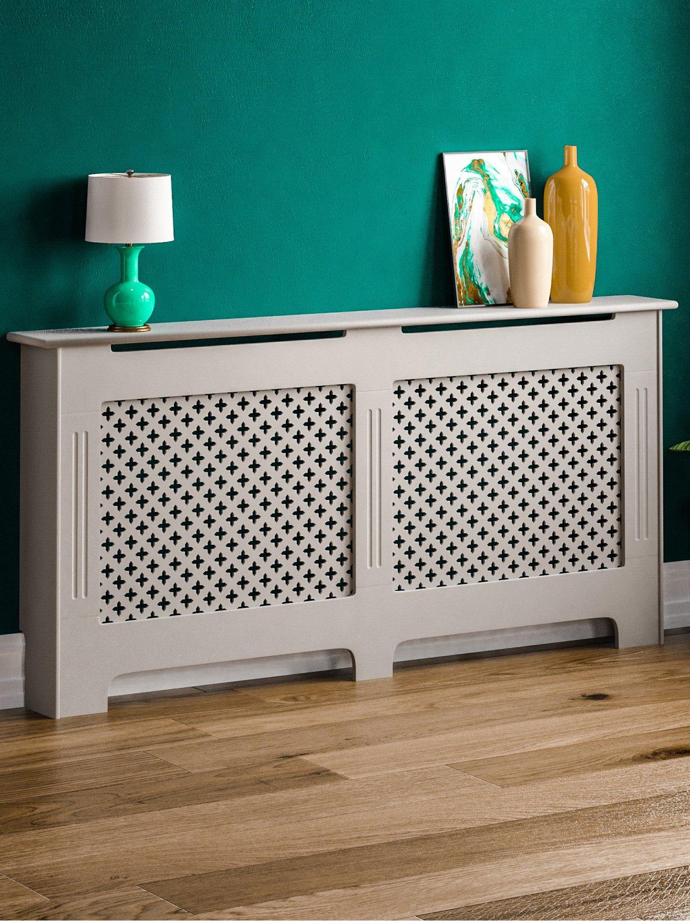 Product photograph of Vida Designs Oxford Extra Large Radiator Cover - Grey from very.co.uk