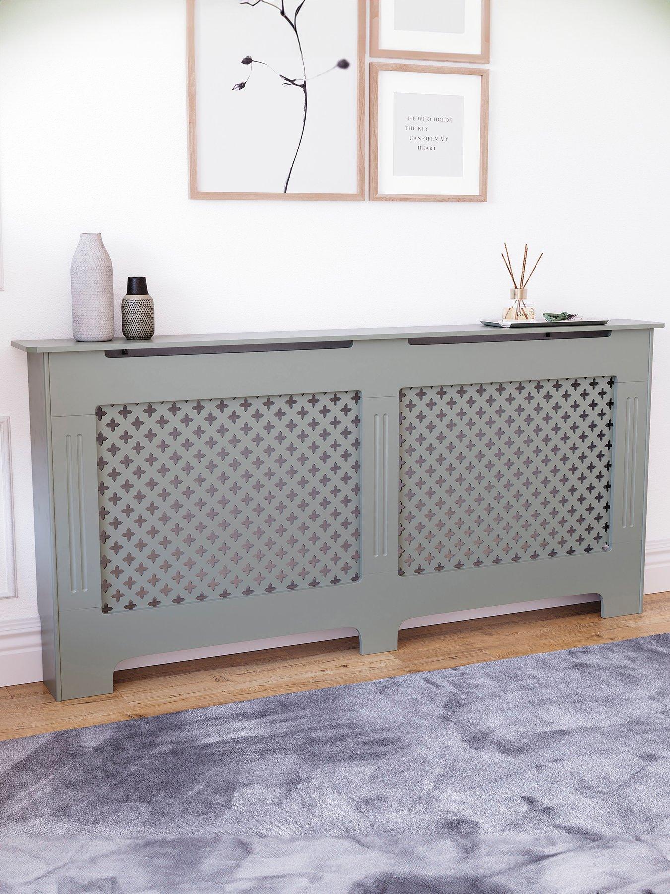 Product photograph of Vida Designs Oxford Extra Large Radiator Cover - Grey from very.co.uk