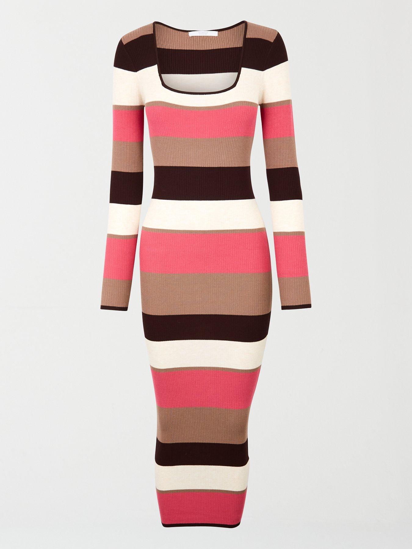 Michelle Keegan Knitted Stripe Midi Dress - Multi | very.co.uk