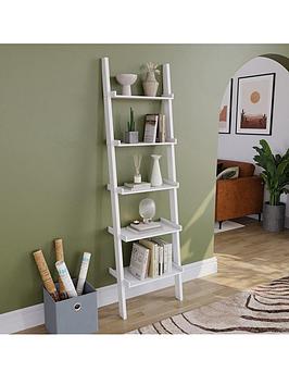 Product photograph of Vida Designs York 5 Tier Ladder Bookcase - White from very.co.uk