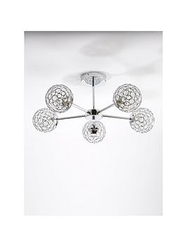 Product photograph of Darlington 5 Light Semi Flush Ceiling Fitting from very.co.uk