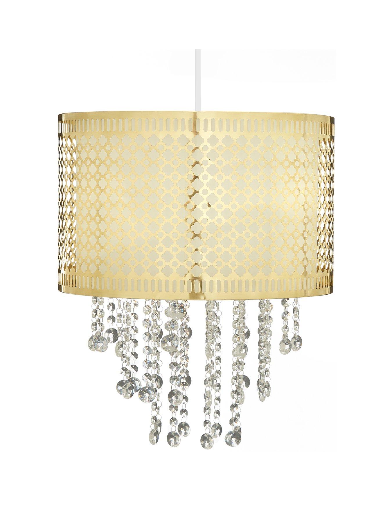 Product photograph of Alhambra Crystal Easy Fit Shade - Gold Clear from very.co.uk