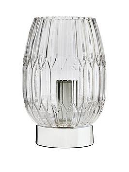 Product photograph of Very Home Emma Ribbed Touch Table Lamp - Clear Chrome from very.co.uk