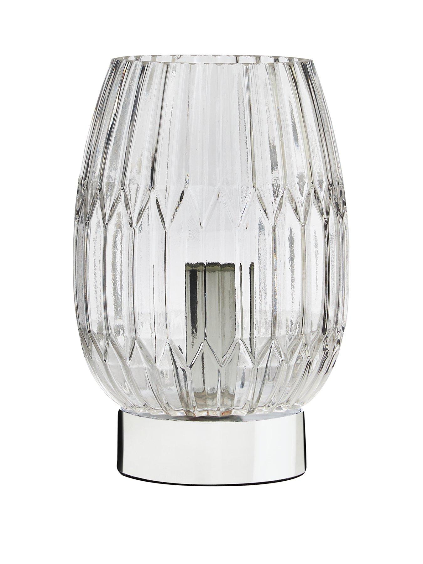 The Very Collection Emma Ribbed Touch Table Lamp - Clear Chrome