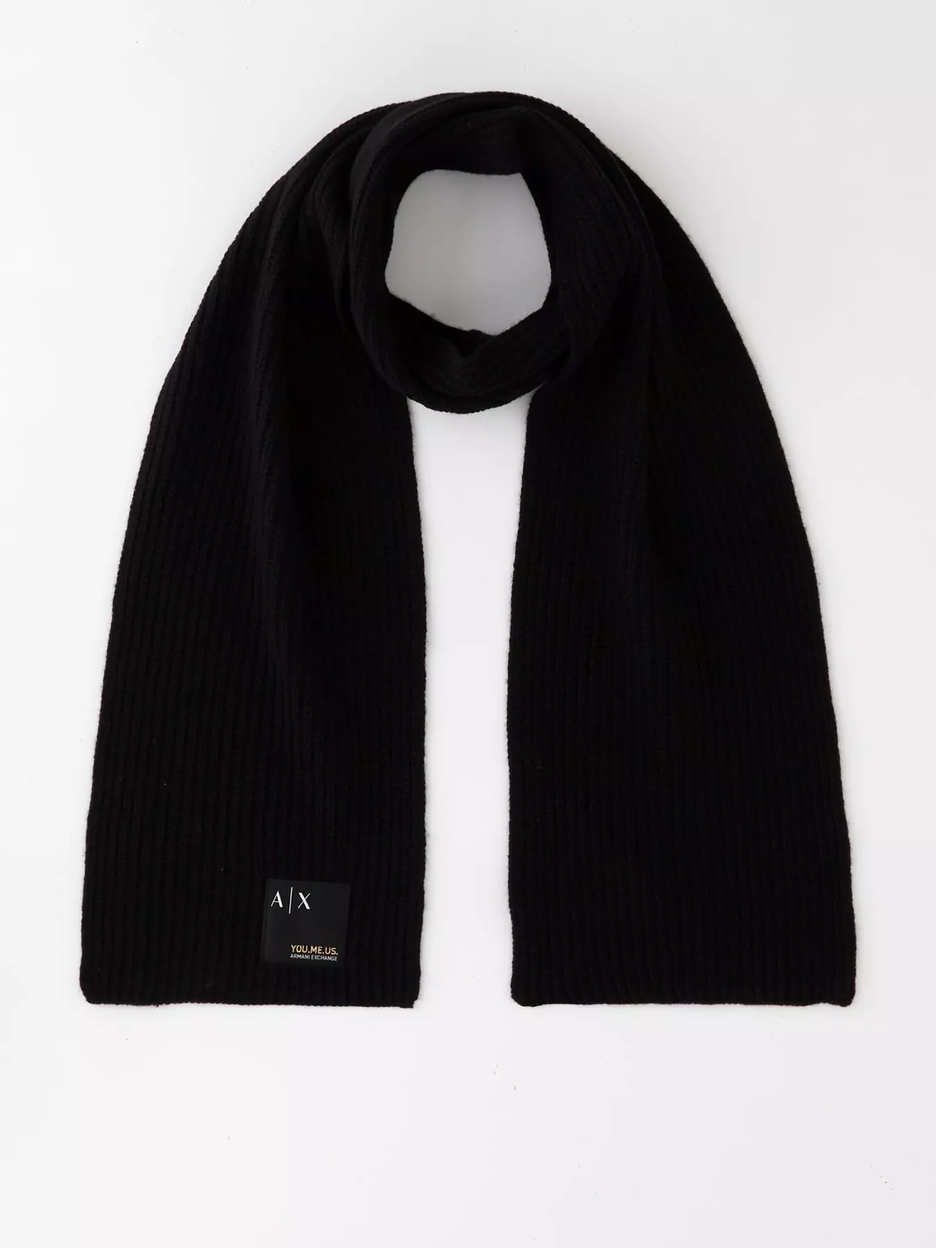 Armani Exchange Ax You, Me, Us Logo Knitted Scarf - Black 