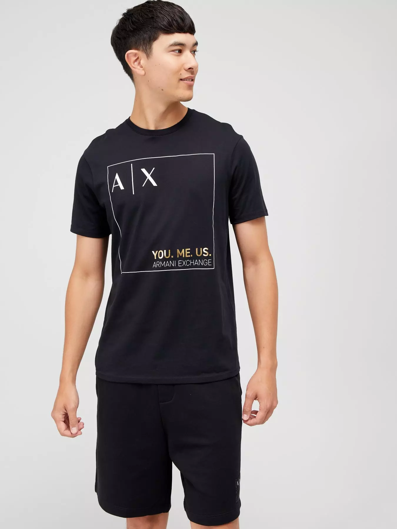 Armani Exchange AX You, Me, Us Box Logo T-Shirt - Black 