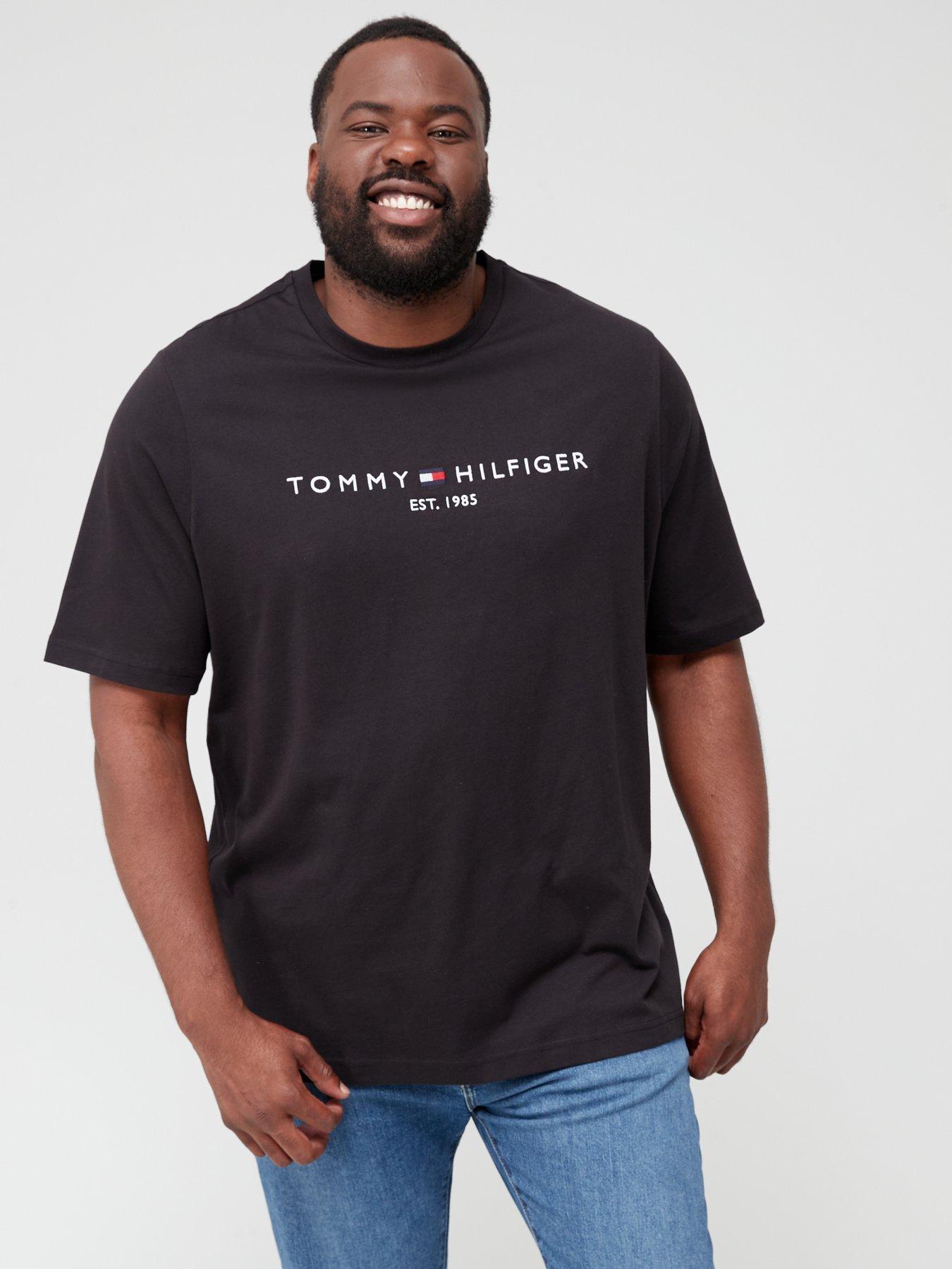 Drejning lokalisere Streng Tommy Hilfiger Mens Big & Tall Tommy Logo T-shirt - Black | very.co.uk