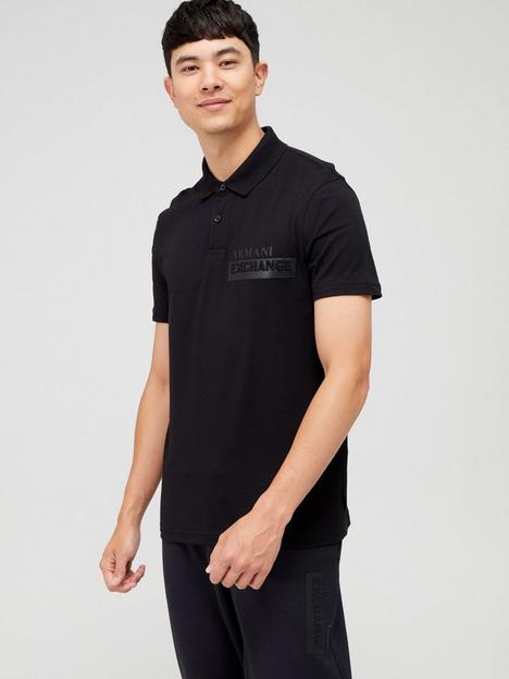 armani-exchange-debossed-textured-logo-polo-shirt-black