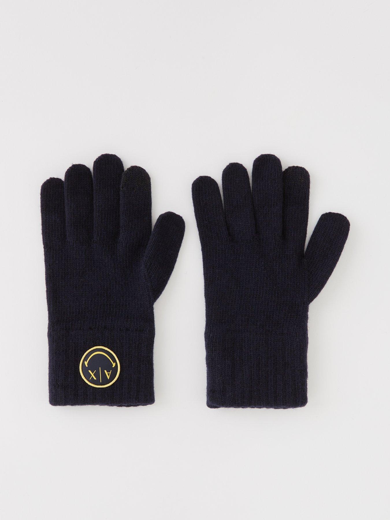 Armani Exchange Ax X Smiley Face Knitted Gloves - Black 