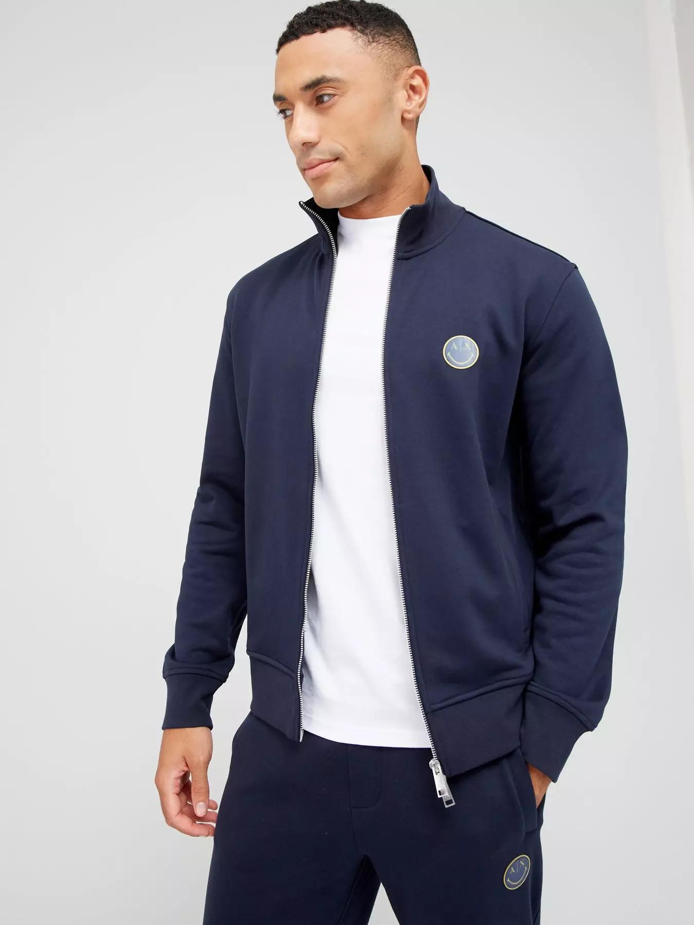 Armani Exchange X Smiley Face Zip Through Sweatshirt - Navy 