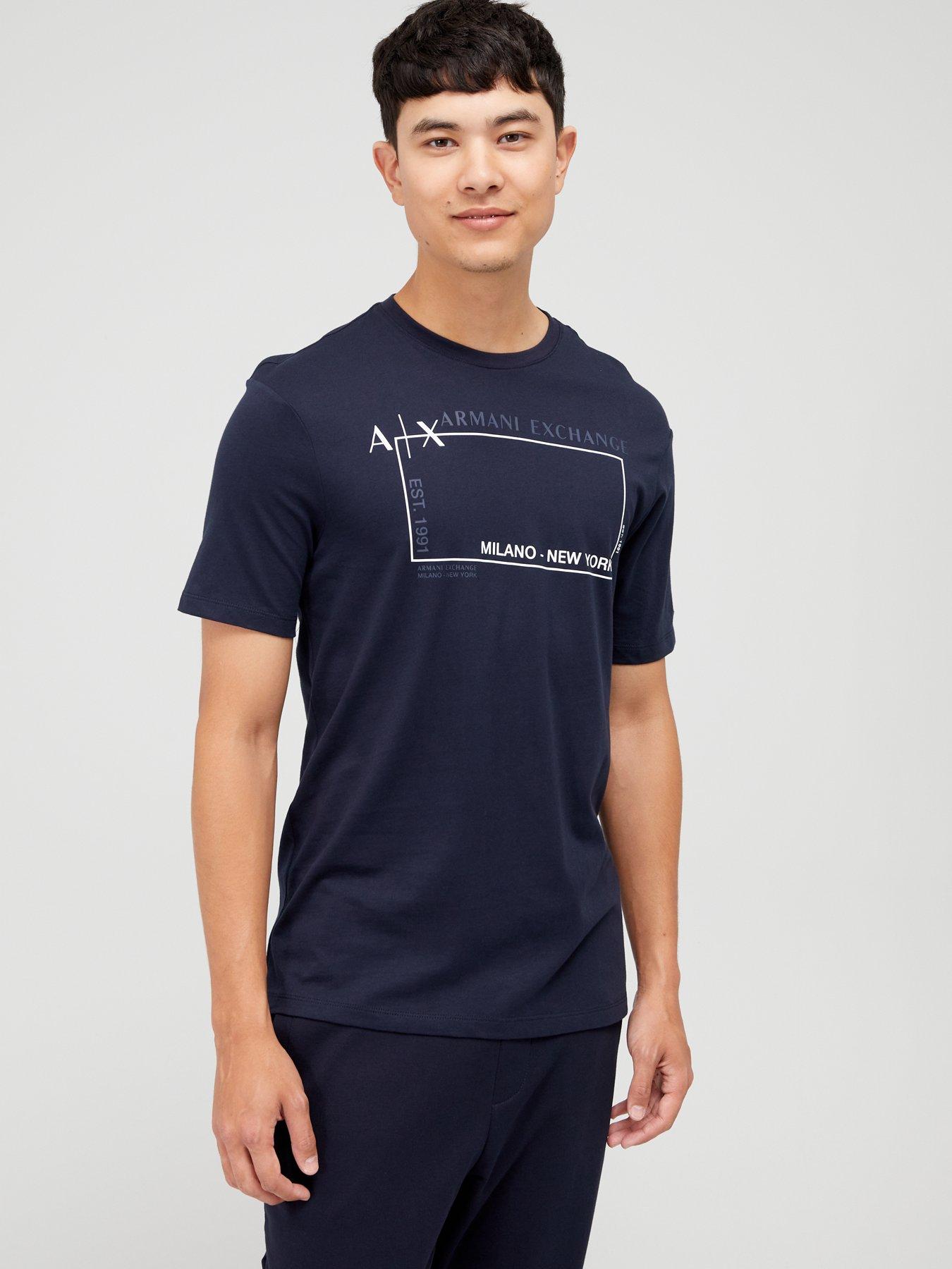 Armani Exchange AX Milano Box Logo T-Shirt - Navy 