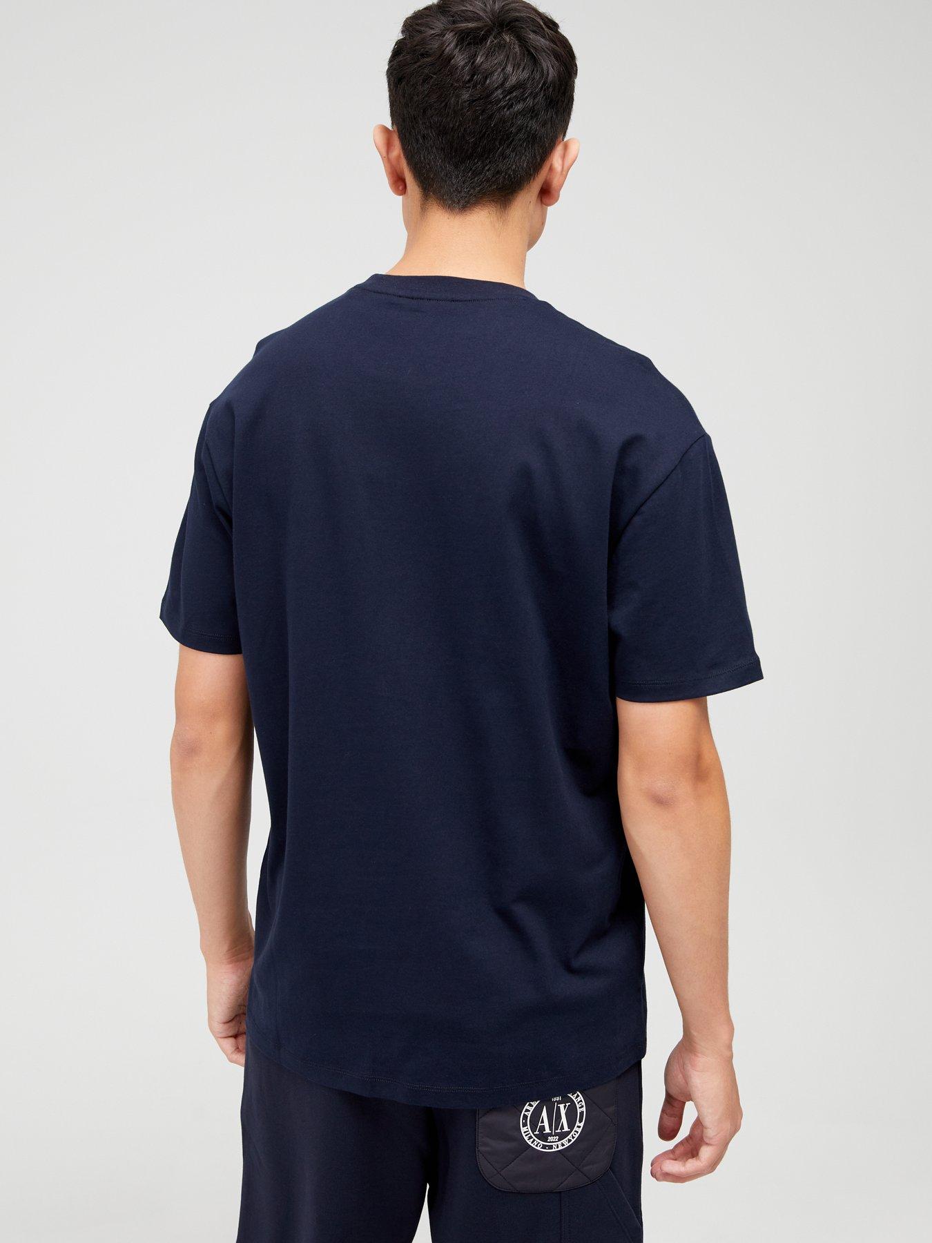 Armani Exchange Denim Pocket Patch T-Shirt - Navy | very.co.uk