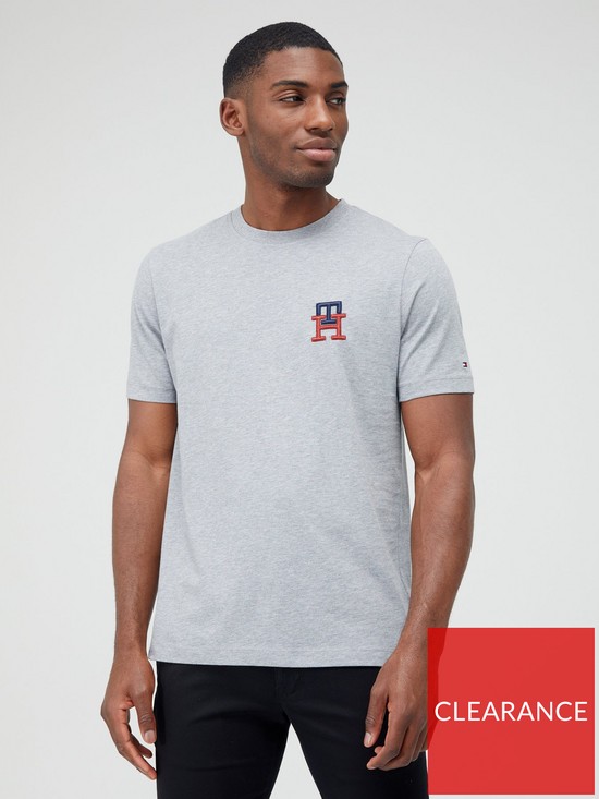 Tommy Hilfiger Essential Monogram T-Shirt - Dark Grey Heather | very.co.uk