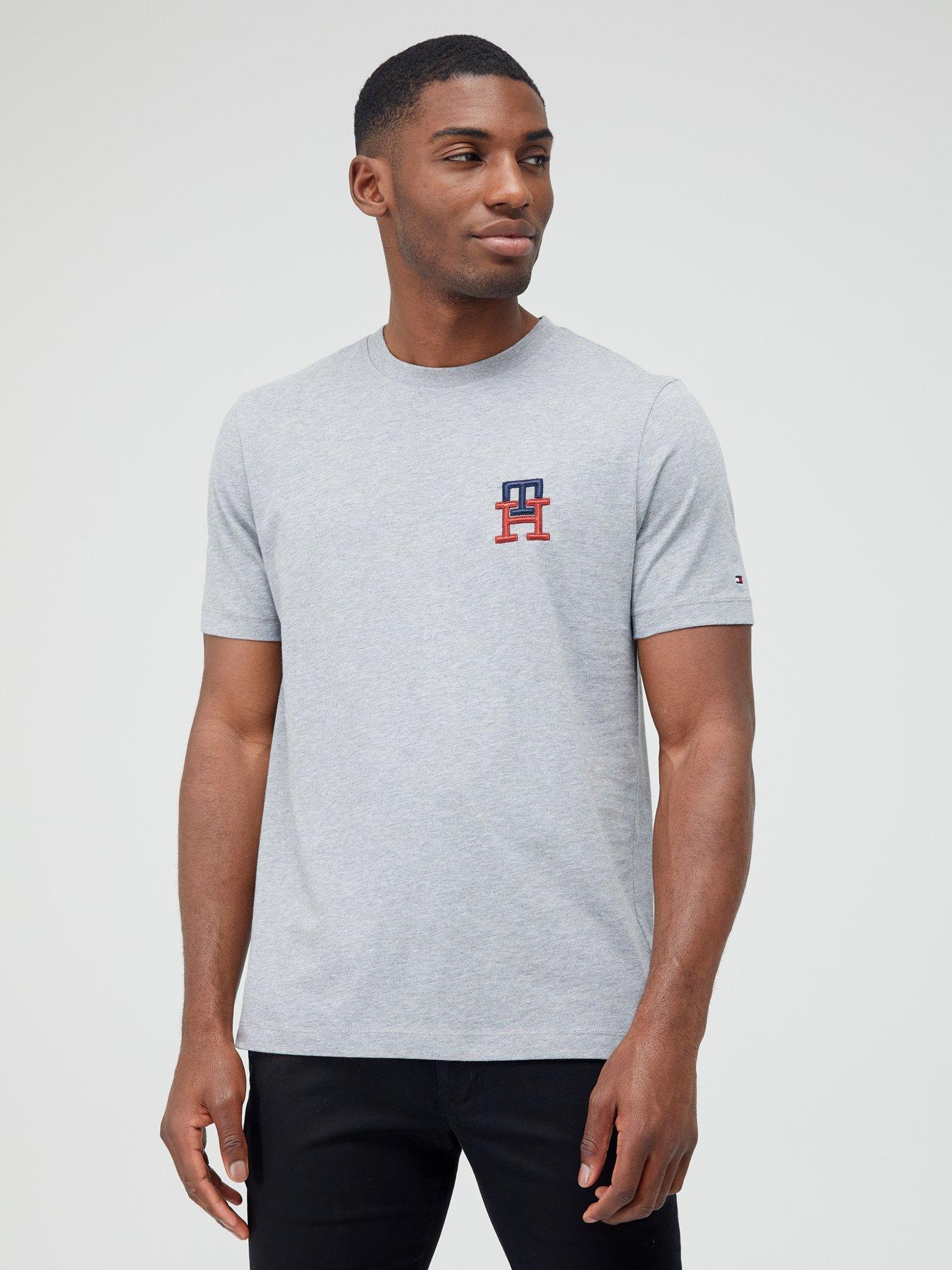 Tommy Hilfiger Essential Monogram T-Shirt - Dark Grey Heather | very.co.uk