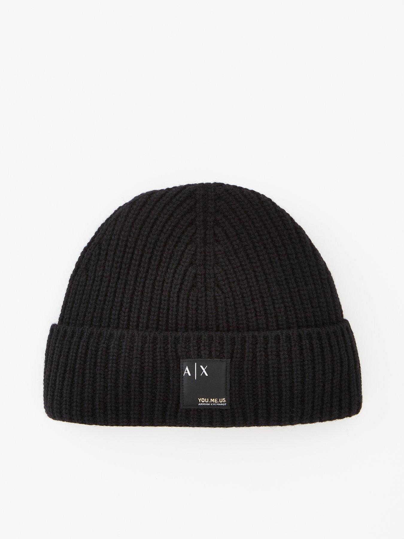 Armani Exchange AX You. Me.  Knitted Beanie Hat - Black 