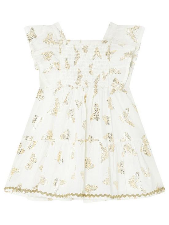 front image of monsoon-baby-girls-sew-gold-butterflies-dress-white