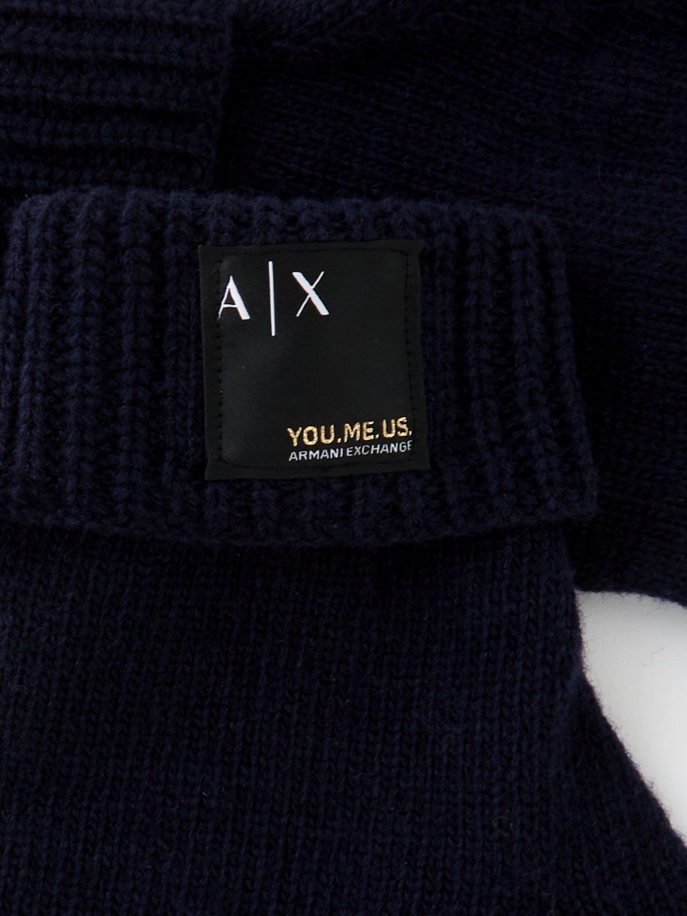 Armani Exchange AX You Me Us Logo Knitted Gloves - Navy 