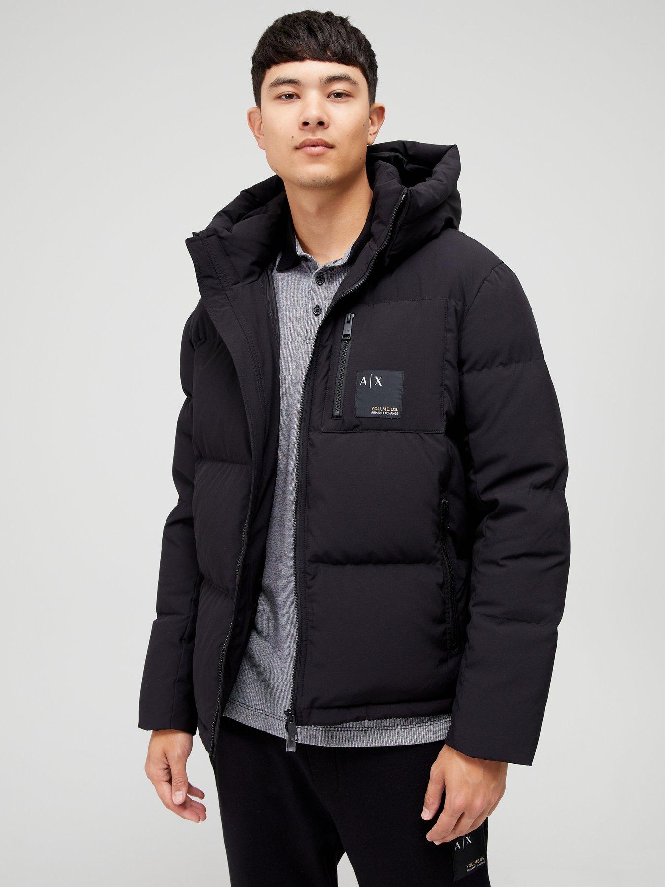 Armani Exchange AX You, Me, Us Logo Down Fill Padded Jacket - Black |  