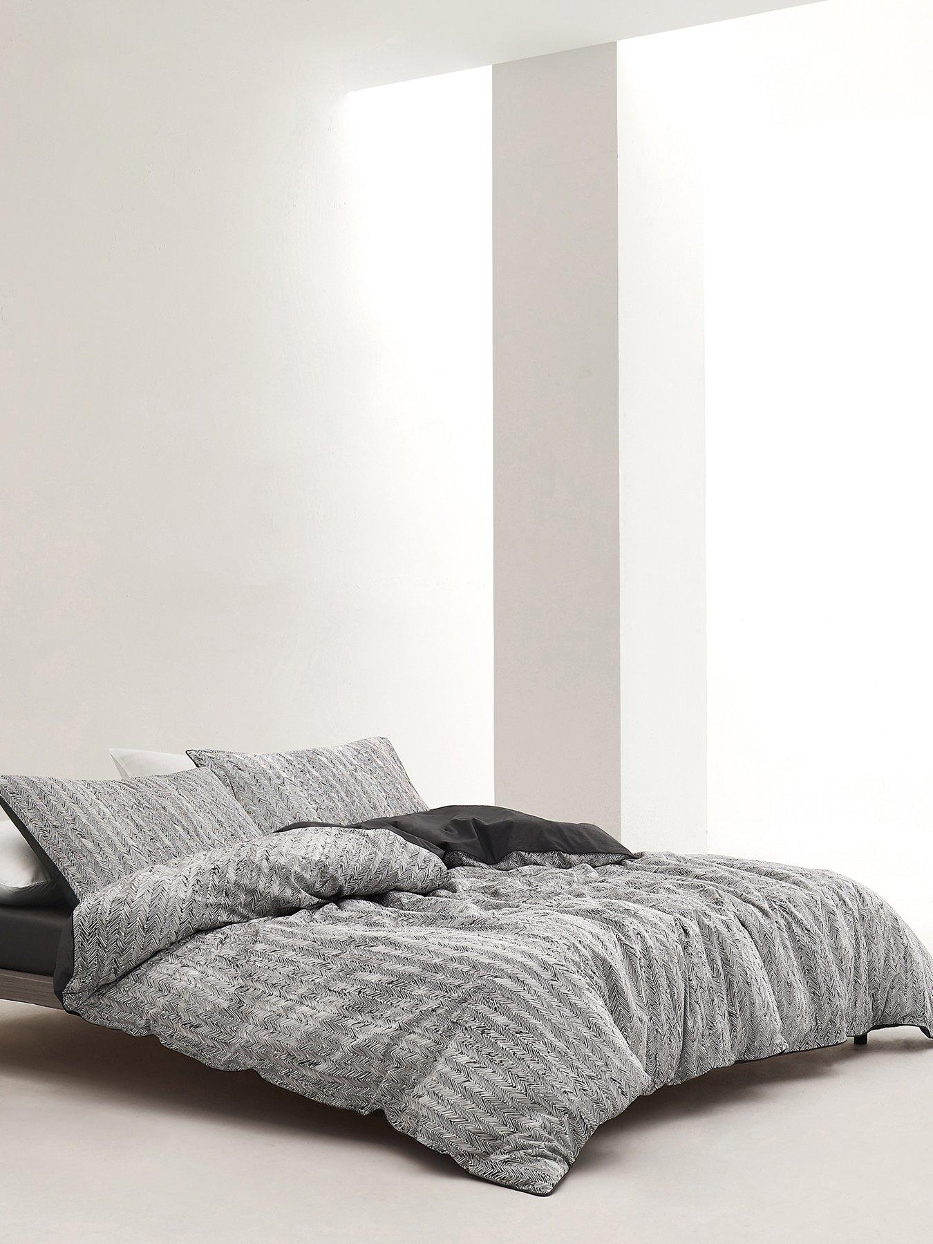Product photograph of Himeya In Sync Pinstripe Duvet Cover - Charcoal from very.co.uk