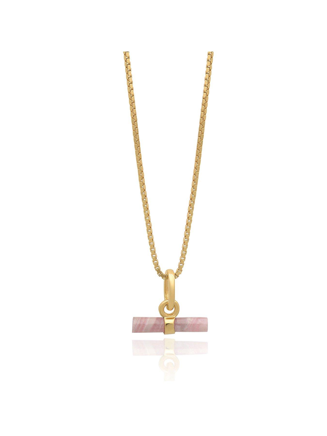 Product photograph of Rachel Jackson Mini Rose T-bar Gold Necklace from very.co.uk