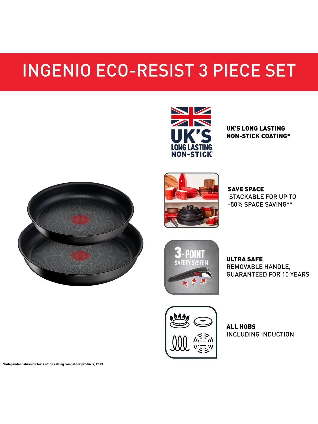 Image 3 of 7 of Tefal Ingenio Eco Resist 3pc Aluminium Stackable Pan Set Black