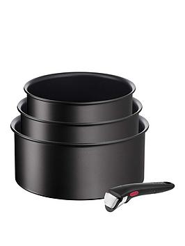 Product photograph of Tefal Ingenio Resist 4pc Removable Handle Stackable Induction Pan Set L3979202 from very.co.uk