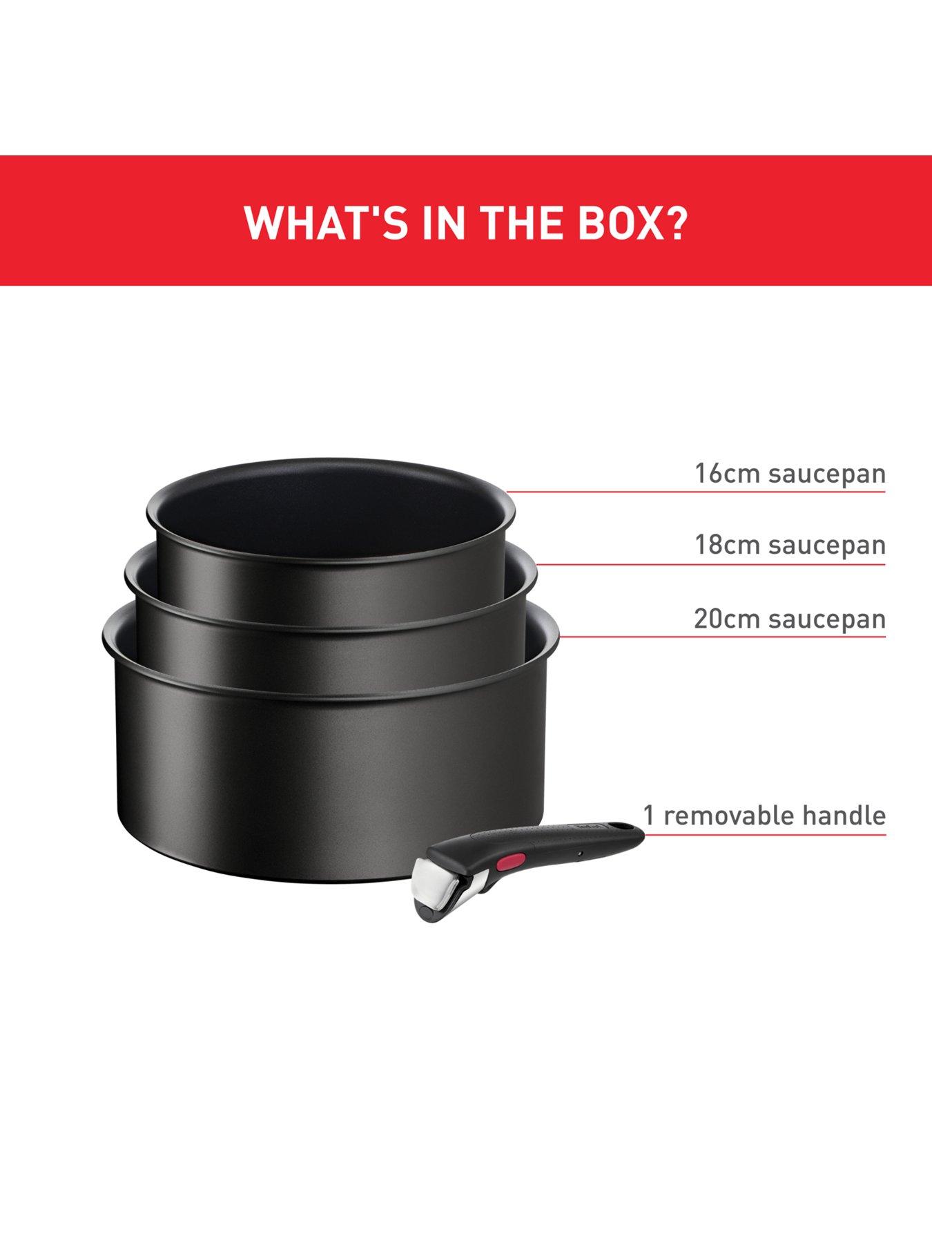Image 2 of 7 of Tefal Ingenio Eco Resist 4pc Aluminium Stackable Pan Set Black
