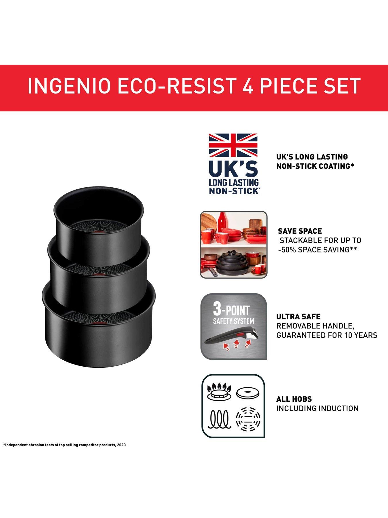 Image 3 of 7 of Tefal Ingenio Eco Resist 4pc Aluminium Stackable Pan Set Black